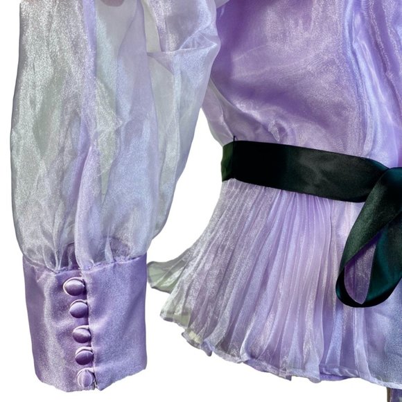 Chetta B. Gorgeous Lilac Organza Ruffle Blouse NWT - Picture 4 of 8